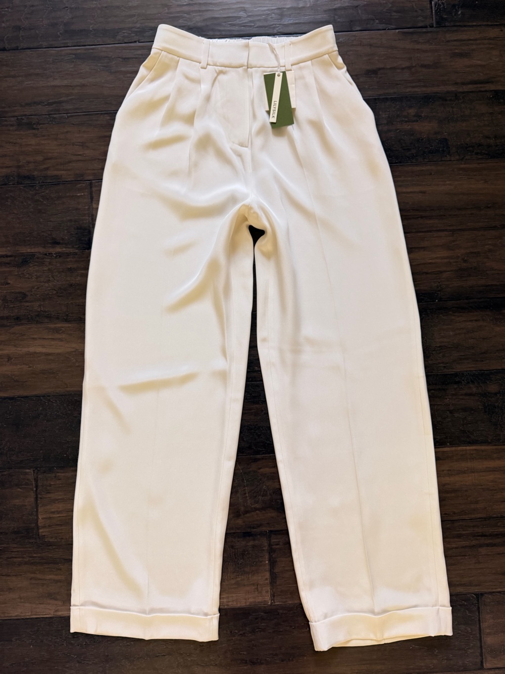 LILYSILK Gorgeous Ivory Silk Trouser Pants Sz 4 NWT $300!!